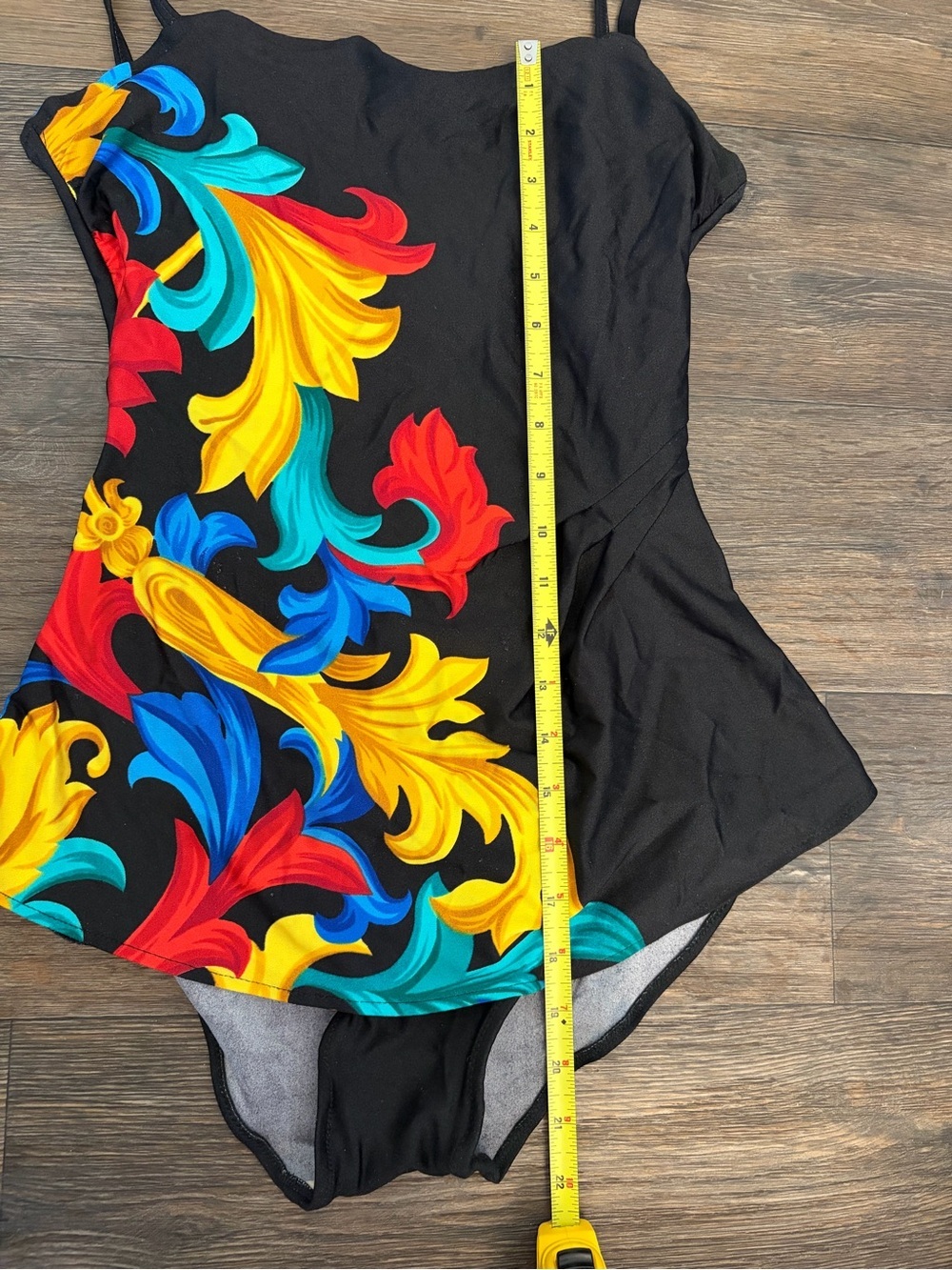 Vintage Women’s Gottex 90s One Piece Black W/ Color Abrast Floral Design Size 10 - Picture 2 of 7